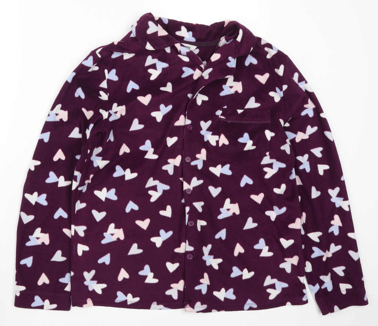 Debenhams Womens Purple Geometric  Top Pyjama Top Size 12  - Love Hearts