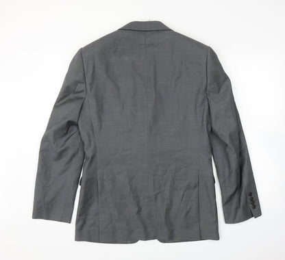 Back view of French Connection men’s grey rayon jacket suit jacket, size 38