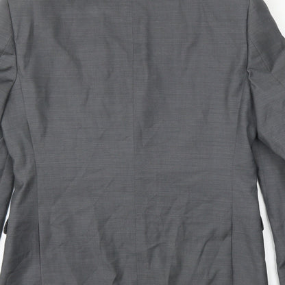 Brand and care label for French Connection men’s grey rayon jacket suit jacket, size 38