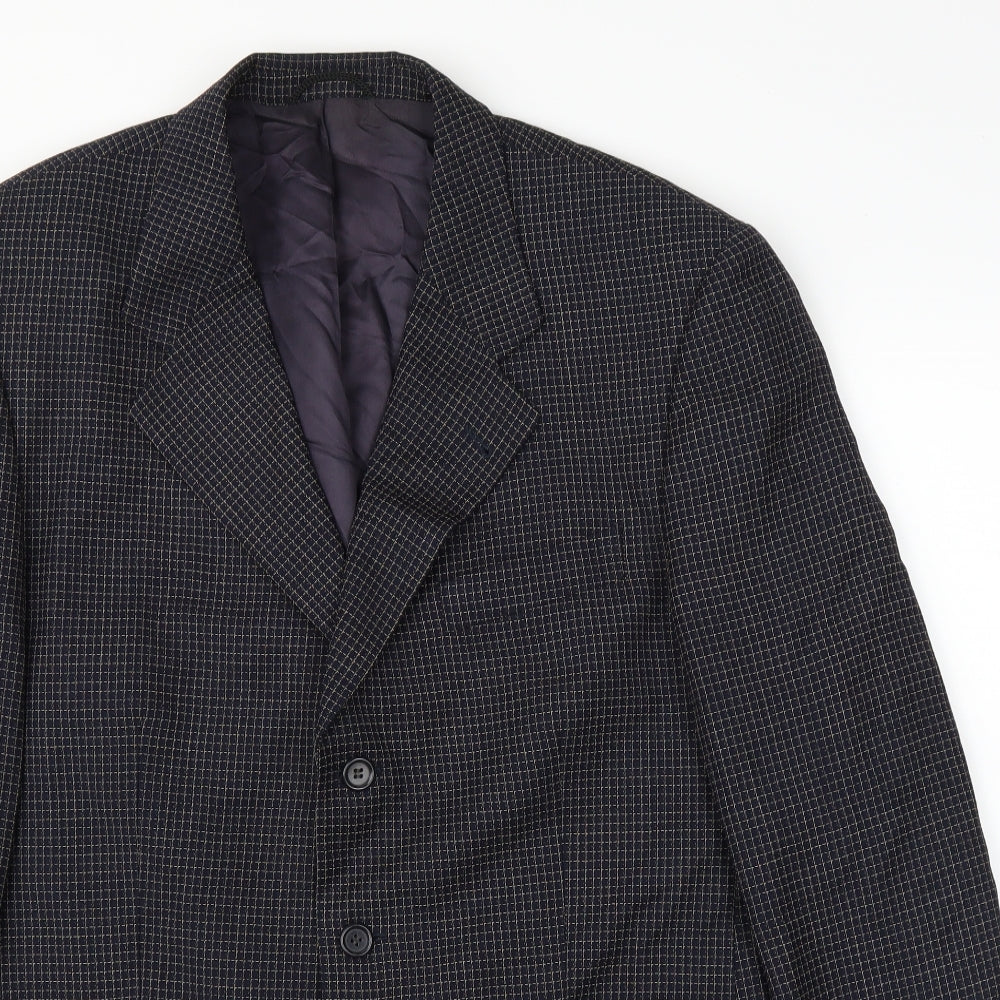 Ritex Mens Blue Plaid  Jacket Suit Jacket Size 42