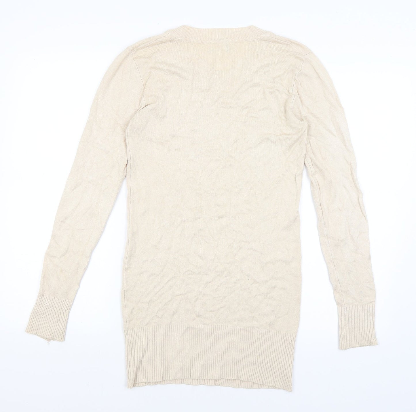 Preworn Womens Beige   Basic T-Shirt Size 8  - Paris is always a good idea