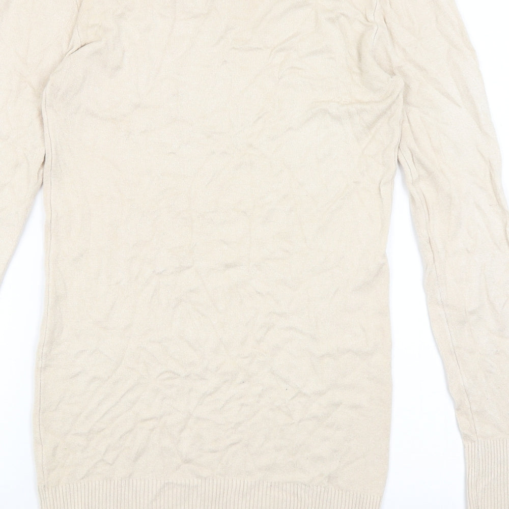 Preworn Womens Beige   Basic T-Shirt Size 8  - Paris is always a good idea