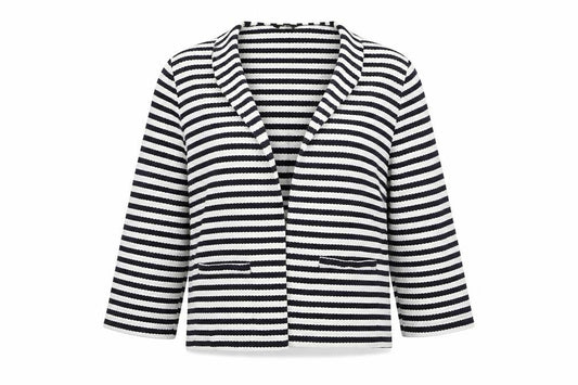 M&Co Womens White Striped  Cardigan Jumper Size 10