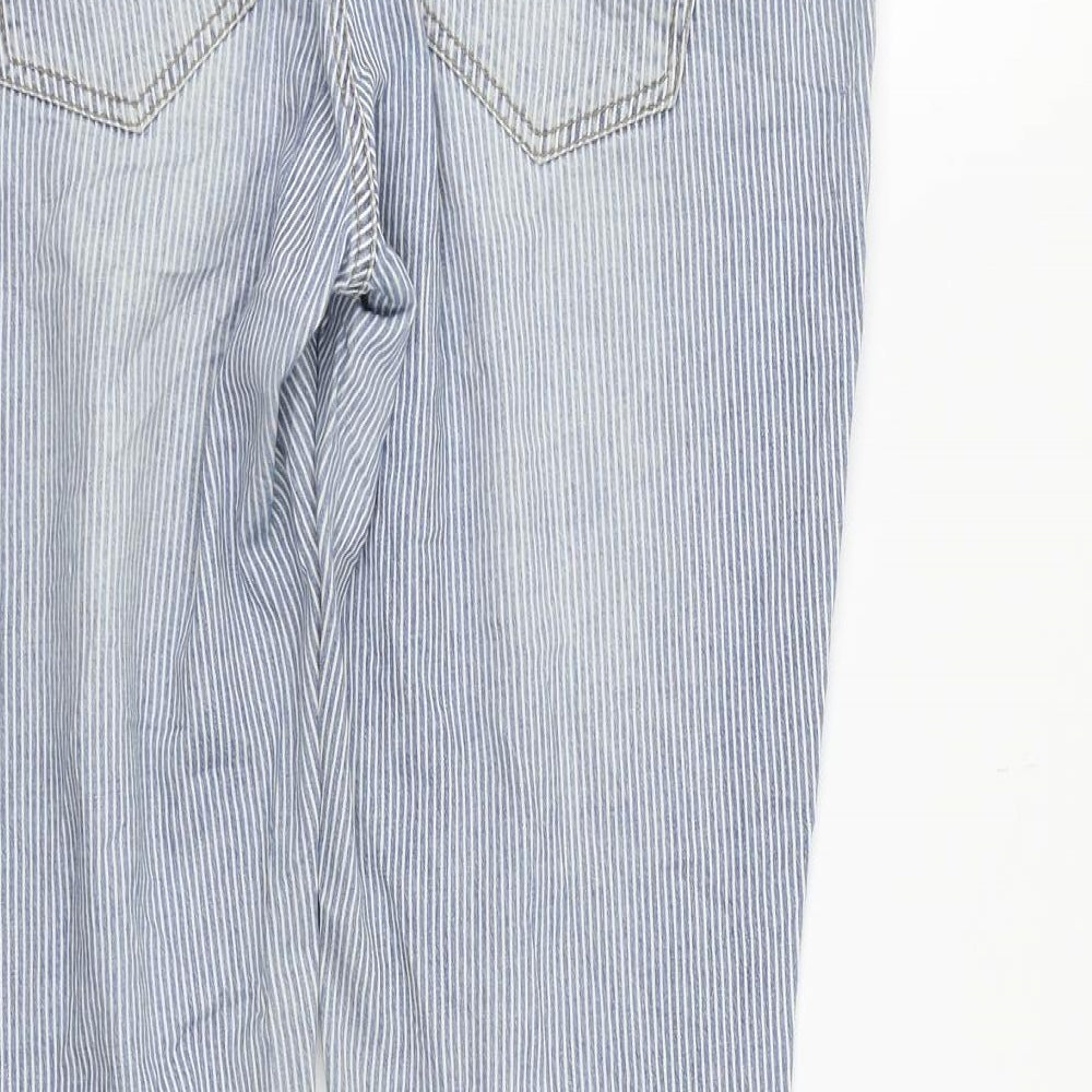 H&M Womens Blue Striped  Straight Jeans Size 12 L23 in