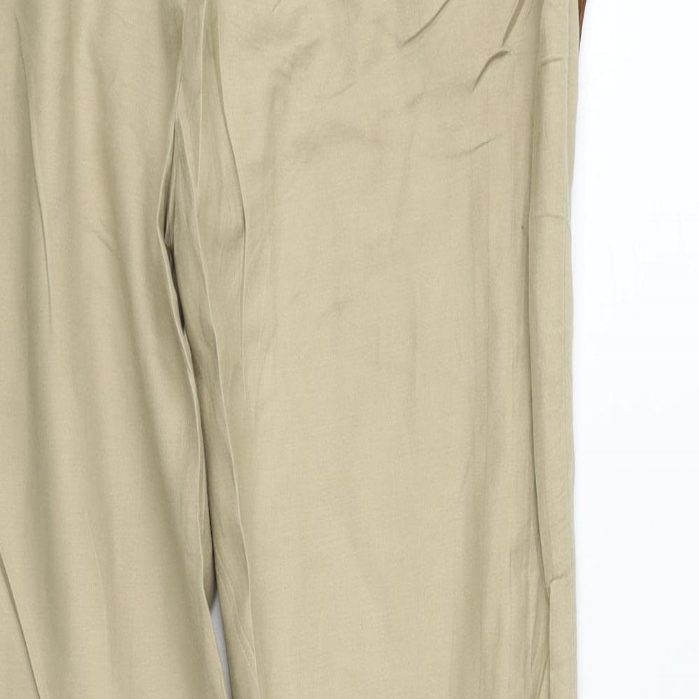 Zara Womens Beige   Trousers  Size 12 L27 in - BELTED