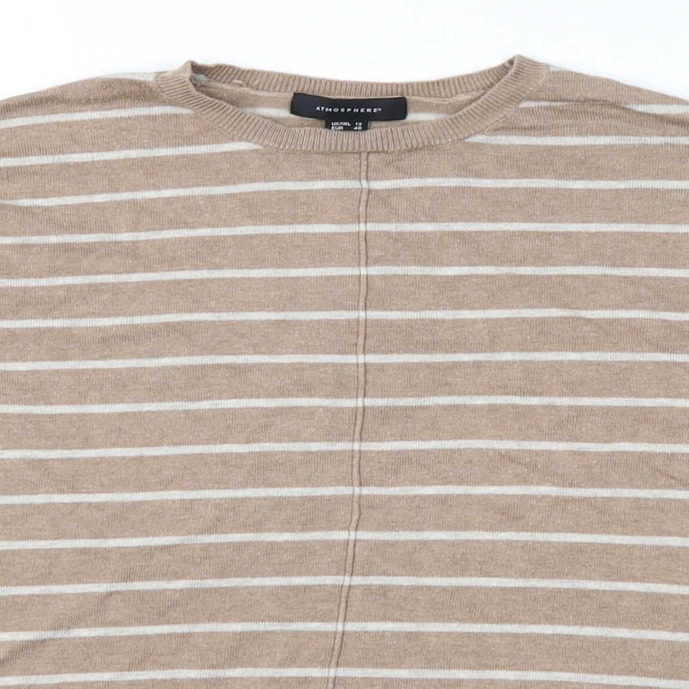 Atmosphere Womens Brown Striped  Pullover Jumper Size 12
