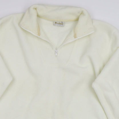 Close-up detail of Roman women’s white jumper, size L