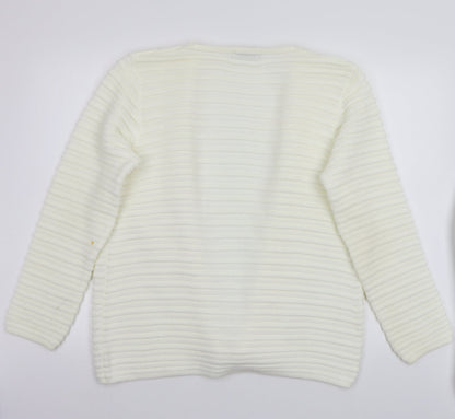 Preloved BASSINI Womens White   Cardigan Jumper Size L - Back