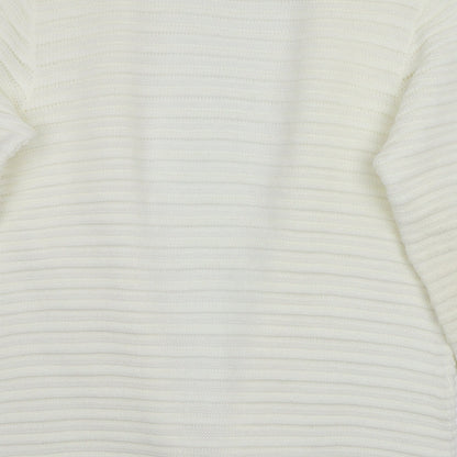 Preloved BASSINI Womens White   Cardigan Jumper Size L - Label