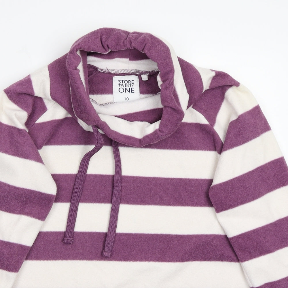 Store Twenty One Womens White Striped  Pullover Jumper Size 10