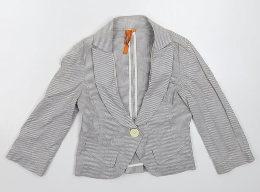 BCBGeneration Womens Grey Striped  Jacket Blazer Size S