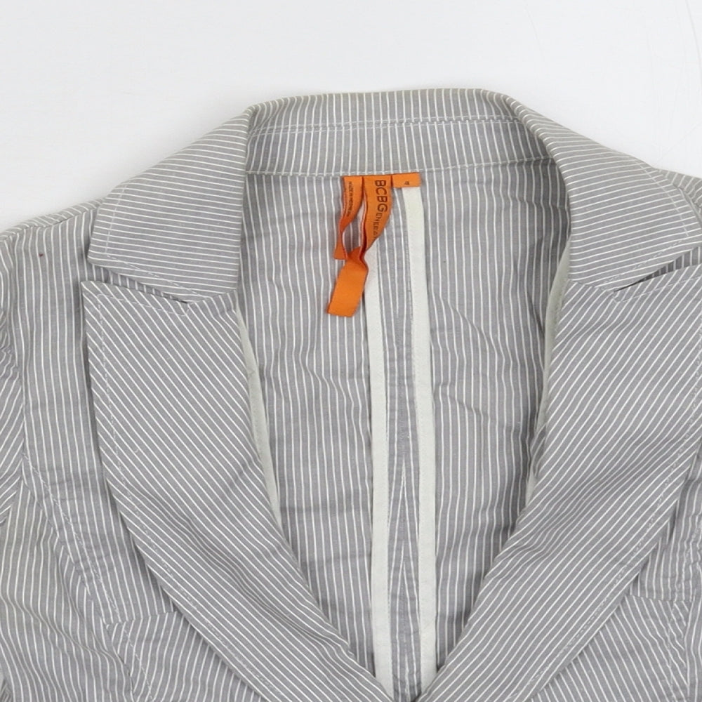 BCBGeneration Womens Grey Striped  Jacket Blazer Size S