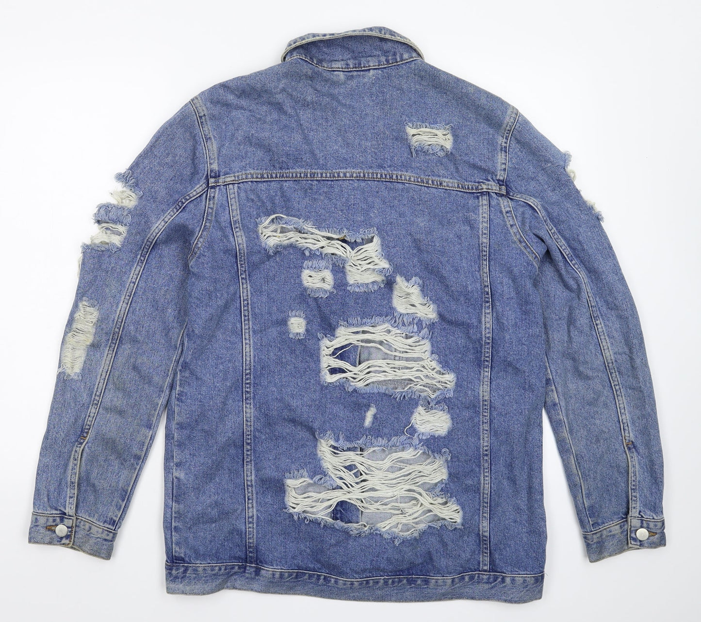 Denim & Co. Womens Blue  Denim Jacket  Size 10  - Distressed