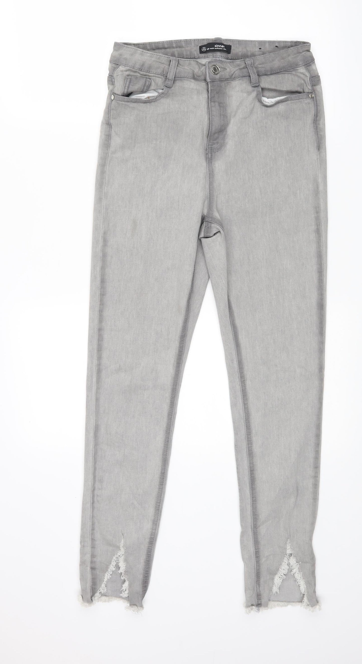 Missguided Womens Grey  Denim Skinny Jeans Size 8 L25 in