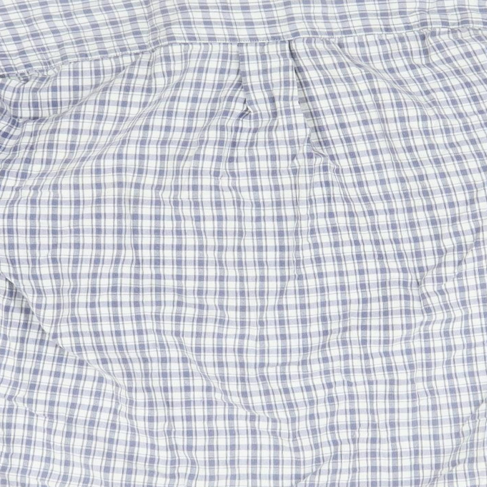 Emma & Co Mens Blue Plaid   Button-Up Size M