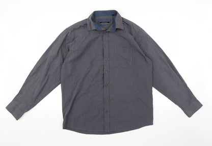 Preloved Morgan Mens Grey    Button-Up Size 15.5 - Front