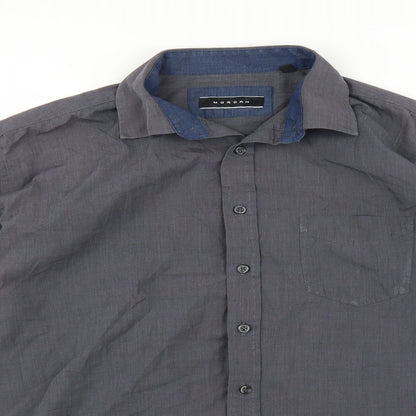Preloved Morgan Mens Grey    Button-Up Size 15.5 - Detail