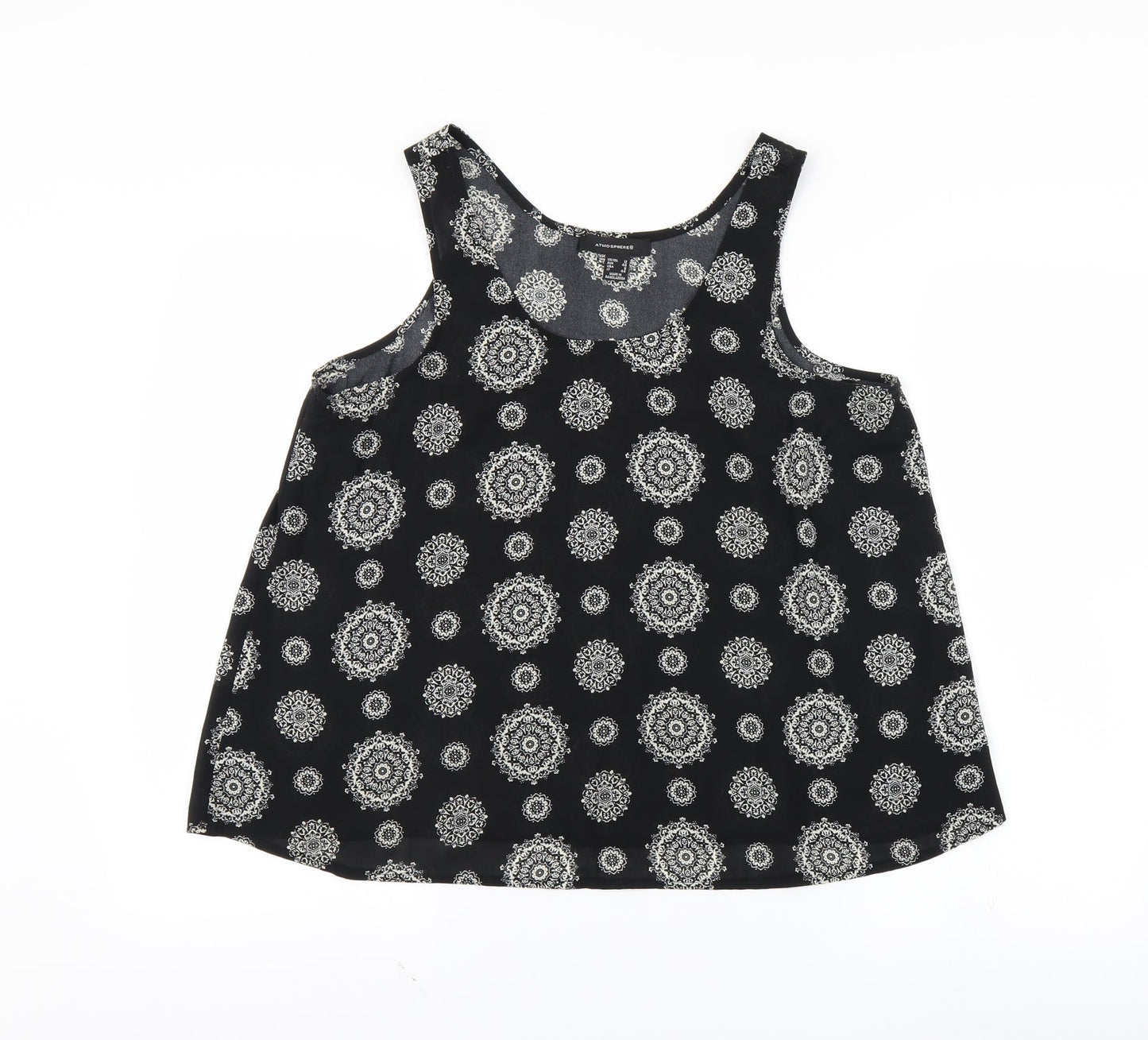 Atmosphere Womens Black Geometric  Basic Tank Size 12