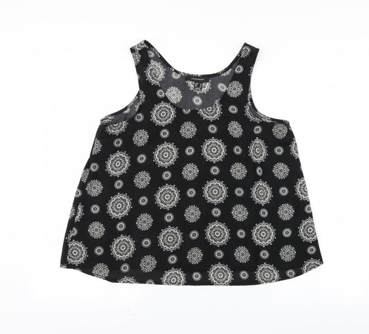 Atmosphere Womens Black Geometric  Basic Tank Size 12