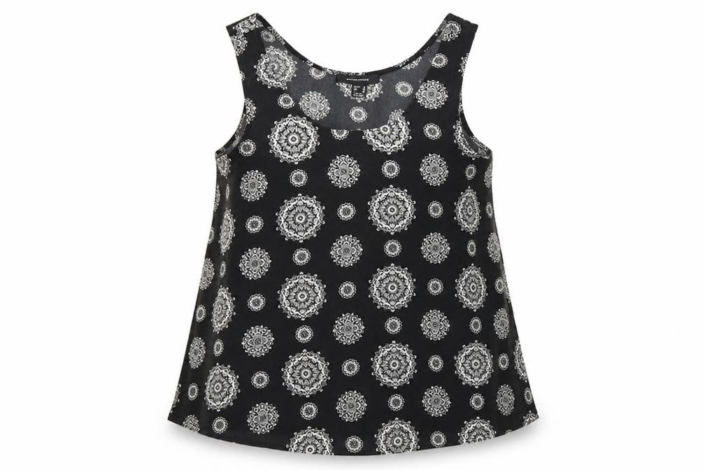 Atmosphere Womens Black Geometric  Basic Tank Size 12