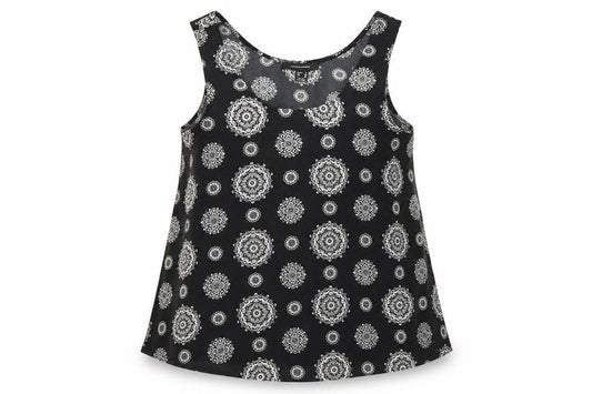 Atmosphere Womens Black Geometric  Basic Tank Size 12