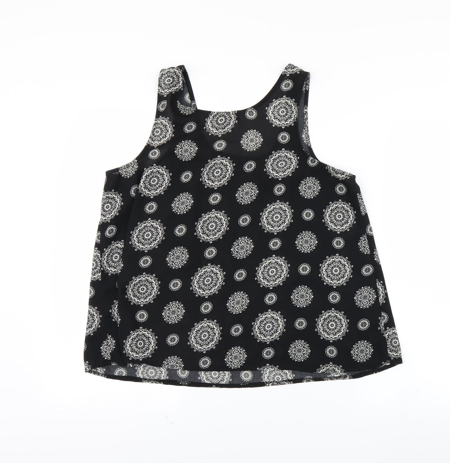 Atmosphere Womens Black Geometric  Basic Tank Size 12