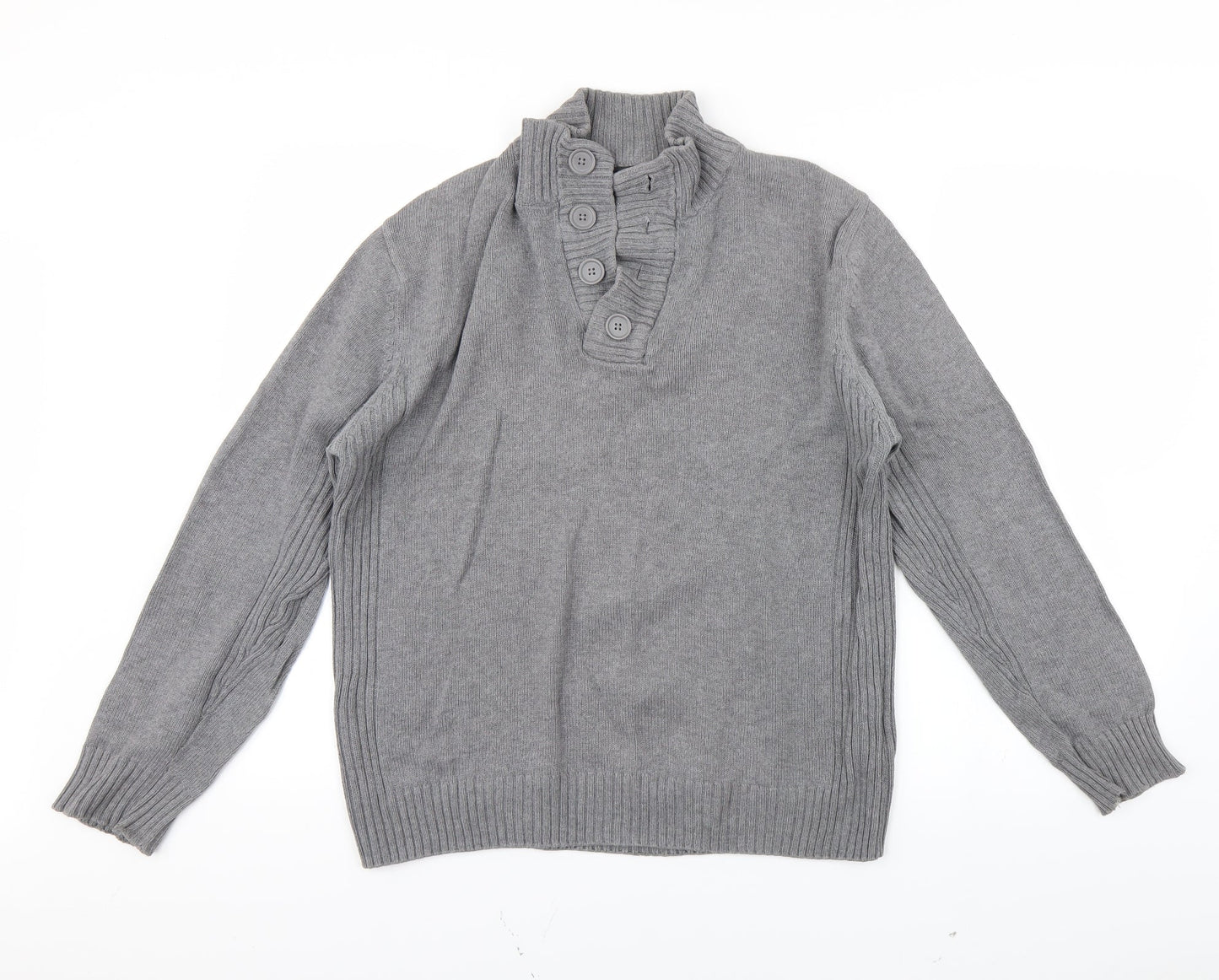 Easy Mens Grey   Henley Jumper Size M