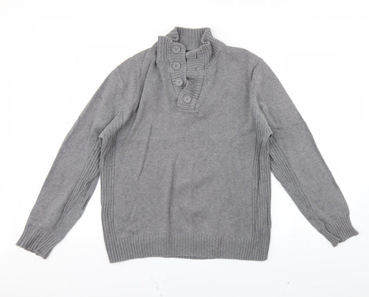 Easy Mens Grey   Henley Jumper Size M