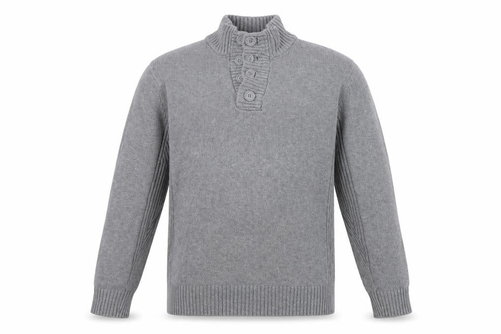 Easy Mens Grey   Henley Jumper Size M