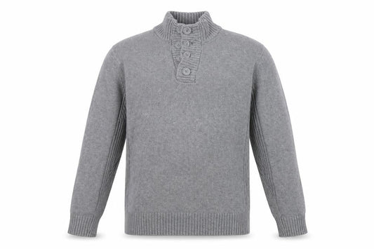 Easy Mens Grey   Henley Jumper Size M
