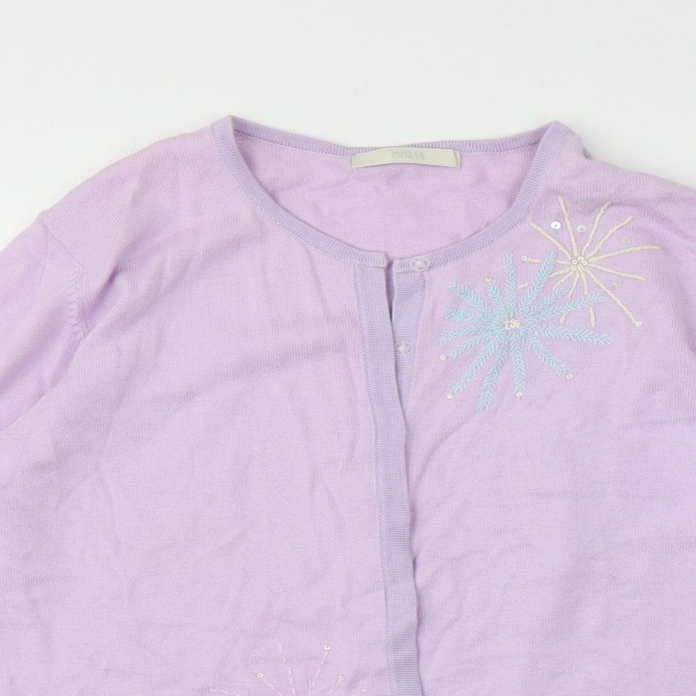 M&S Womens Purple   Cardigan Jumper Size 12