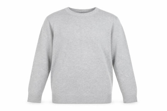 Front view of Easy men’s grey jumper, size S