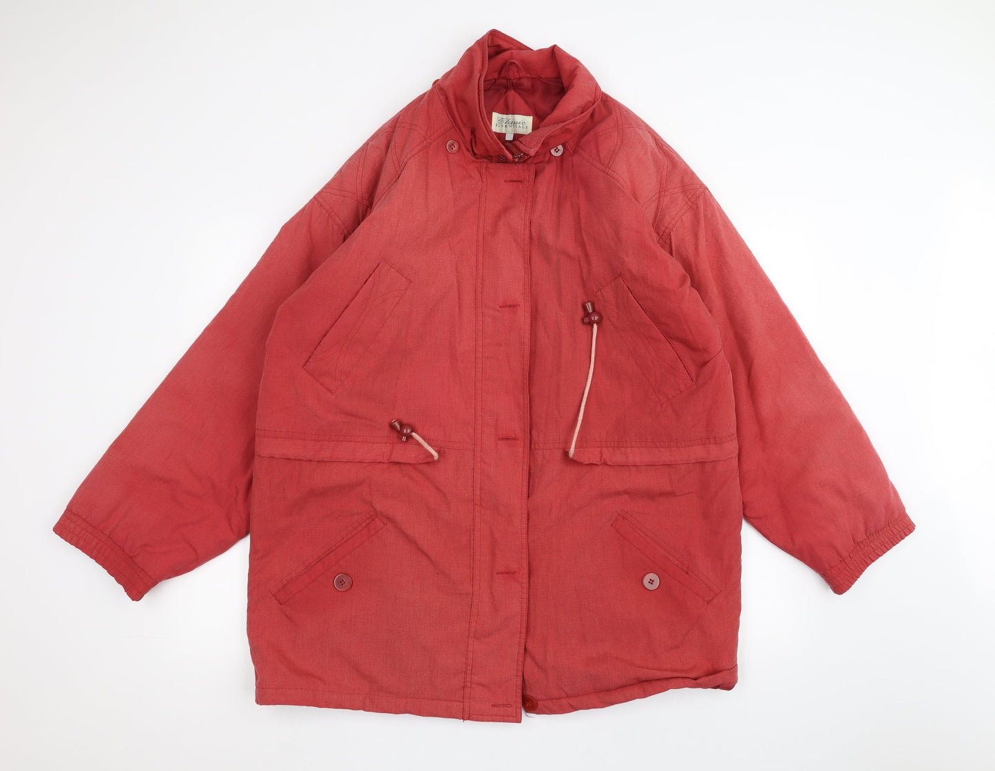 Essentials Womens Red   Pea Coat Coat Size 14
