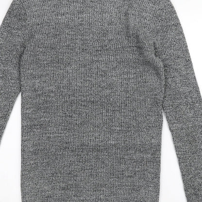 Brand and care label for ASOS women’s grey jumper, size S