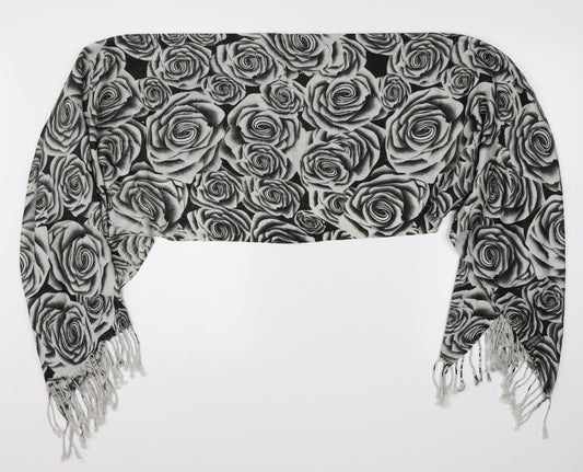 Preworn Unisex Black Floral   Scarf