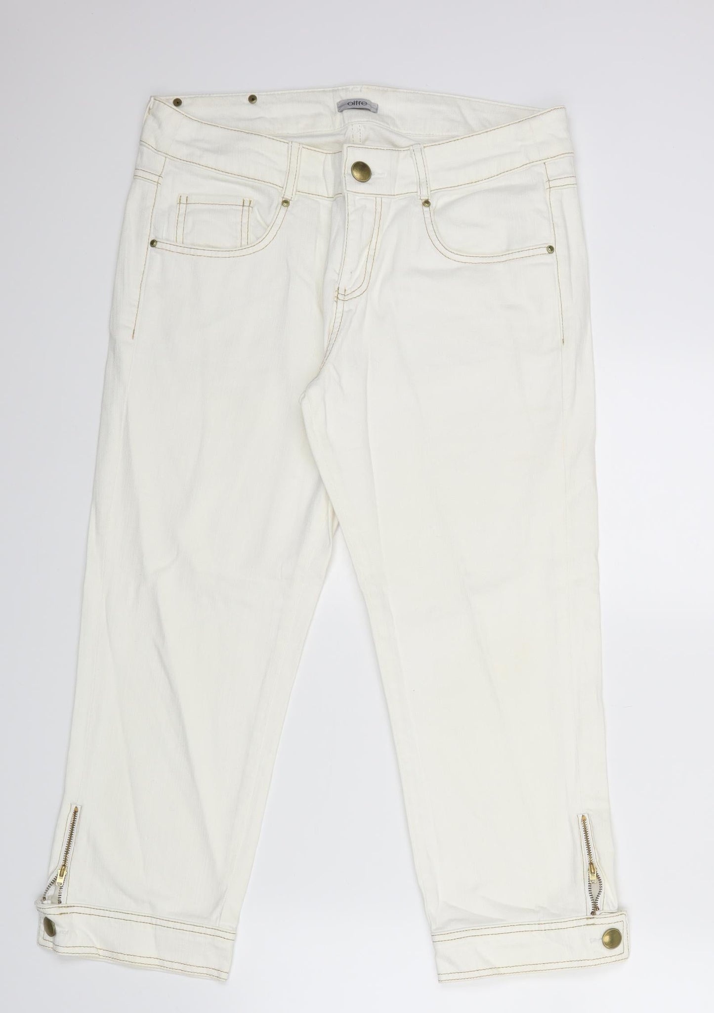 Oltre Womens White   Straight Jeans Size 14 L23 in
