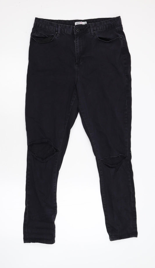 Preloved Just Fab Womens Black  Denim Skinny Jeans Size 35 L28 in - Front