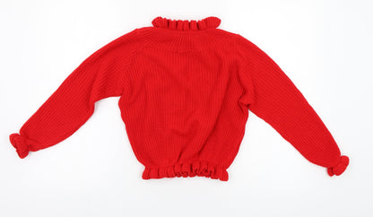 Cameo Rose Womens Red Knit Henley Jumper Size M