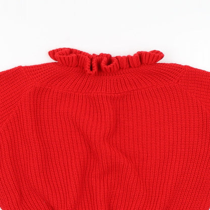 Cameo Rose Womens Red Knit Henley Jumper Size M