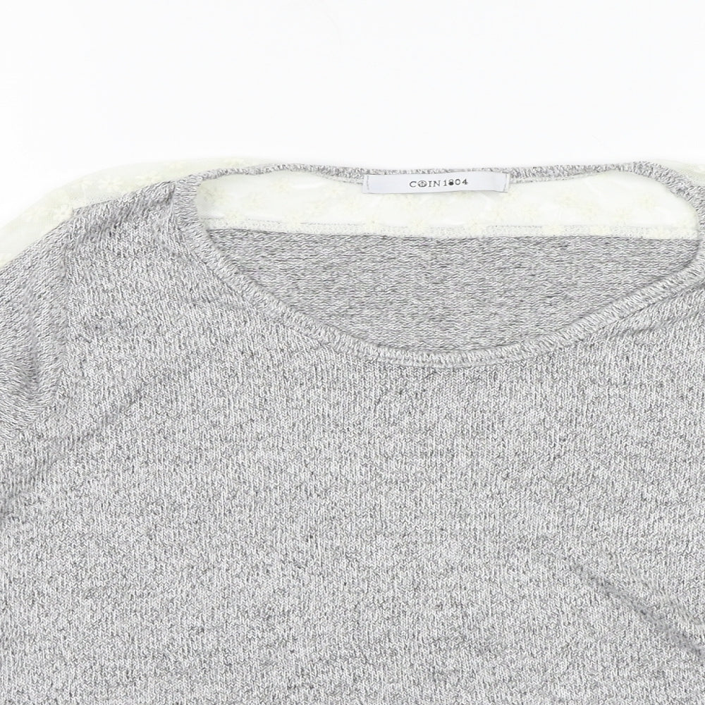 COIN 1804 Womens Grey  Knit Pullover Jumper Size L