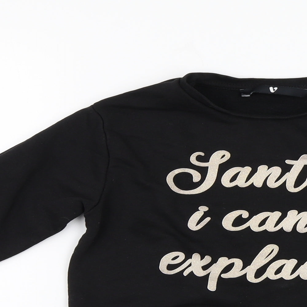 Very Boys Black   Pullover Sweatshirt Size 8 Years  - Santa