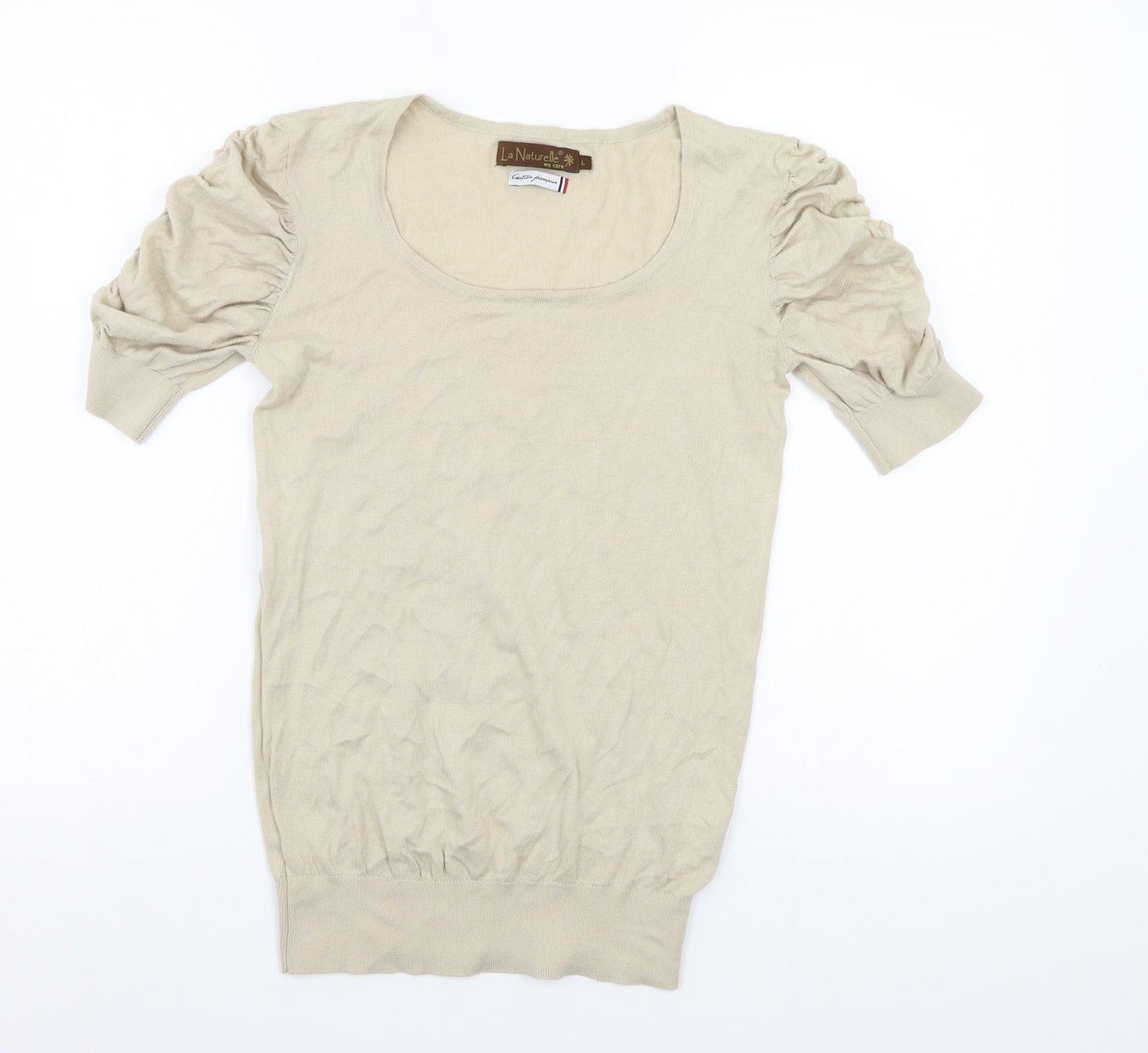 La Naturelle Womens Beige  Knit Pullover Jumper Size L