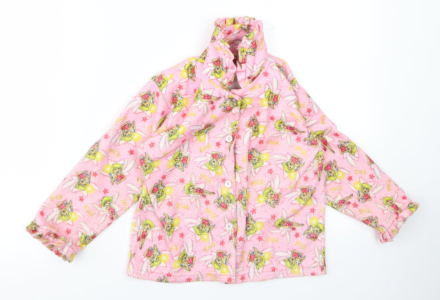 Preworn Girls Pink  Rayon Basic Button-Up Size 6 Years  - tinkerbell
