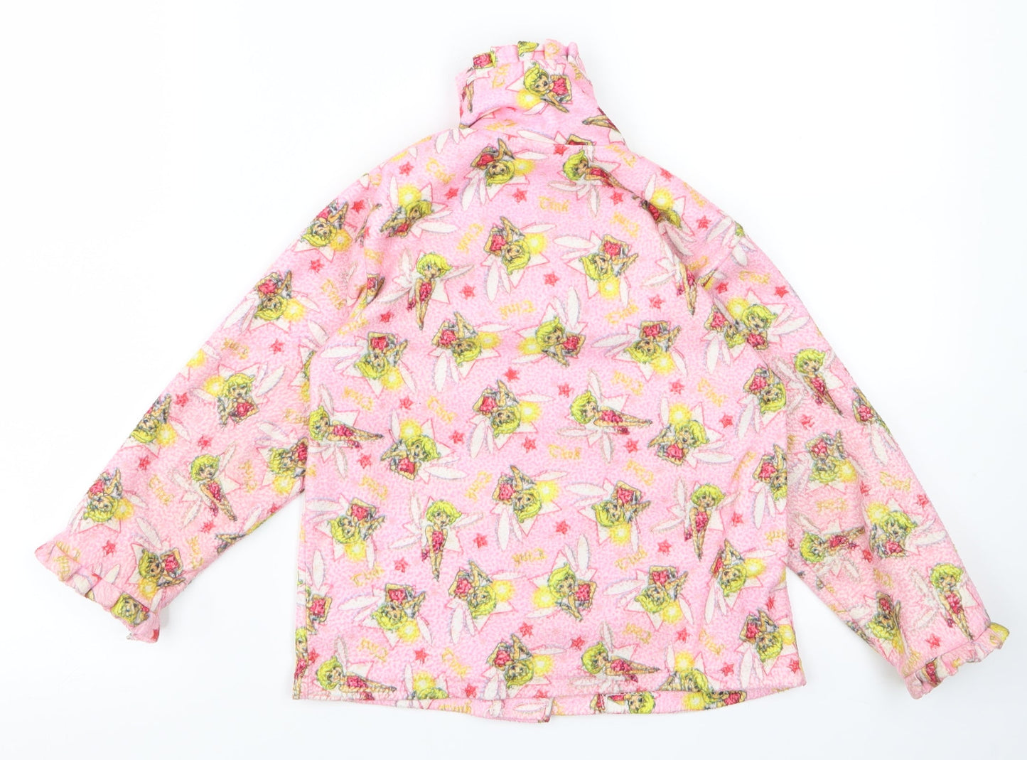 Preworn Girls Pink  Rayon Basic Button-Up Size 6 Years  - tinkerbell