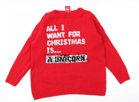 George Womens Red   Pullover Jumper Size 10  - CHRISMTAS