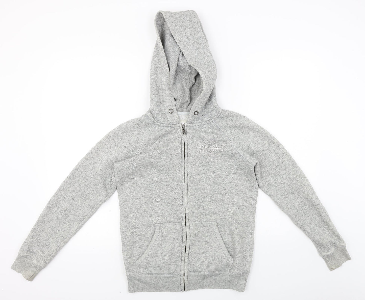 Jack Wills Womens Grey   Full Zip Hoodie Size 6