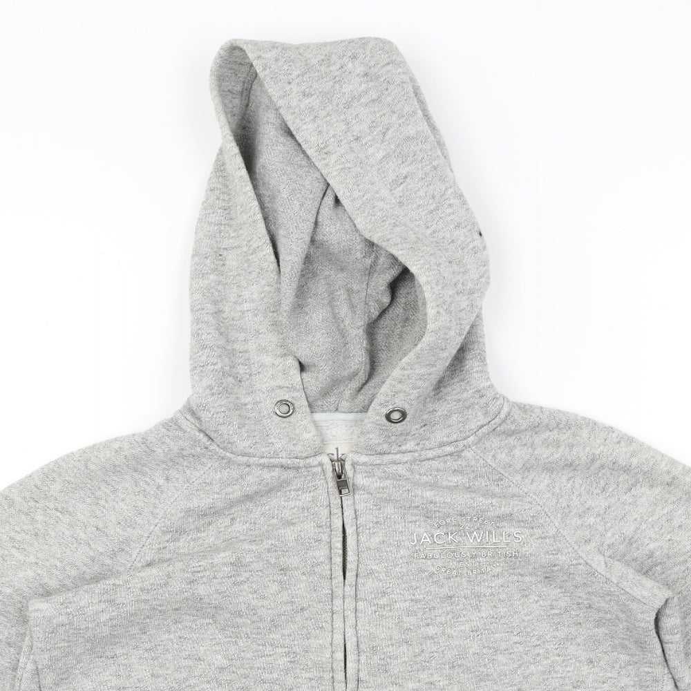 Jack Wills Womens Grey   Full Zip Hoodie Size 6
