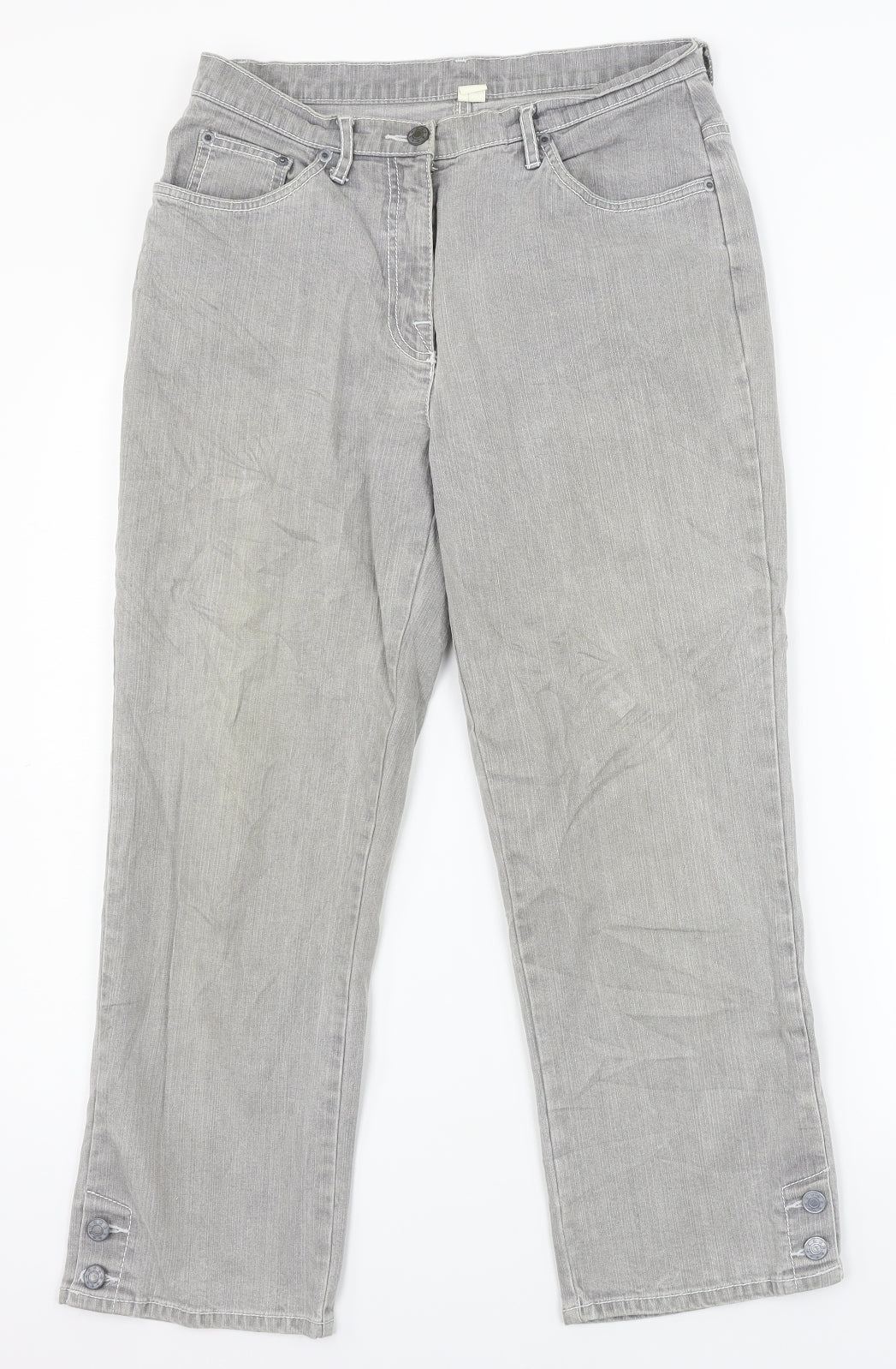 Preworn Womens Grey  Denim Straight Jeans Size 12 L23 in