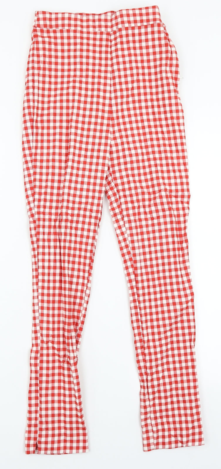 Astradivarius Womens Red Check  Trousers  Size 6 L26 in