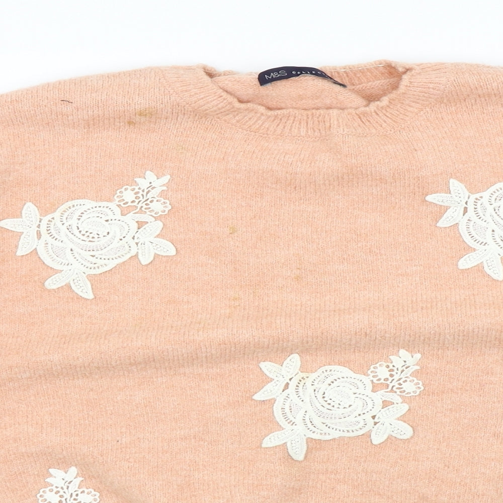 M&S Womens Pink Floral  Pullover Jumper Size L